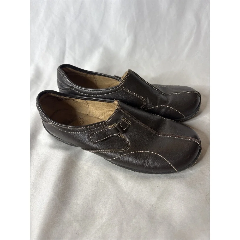 Dr. Scholls Emily Comfort Slip On Leather Brown Shoes Womens Size 8 W Orthotic